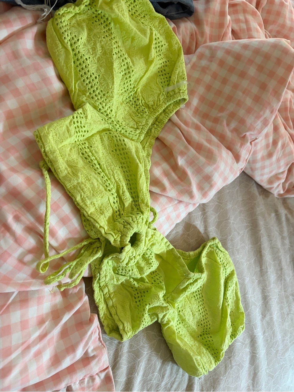 wild fable Lime Green Eyelet Crop Top